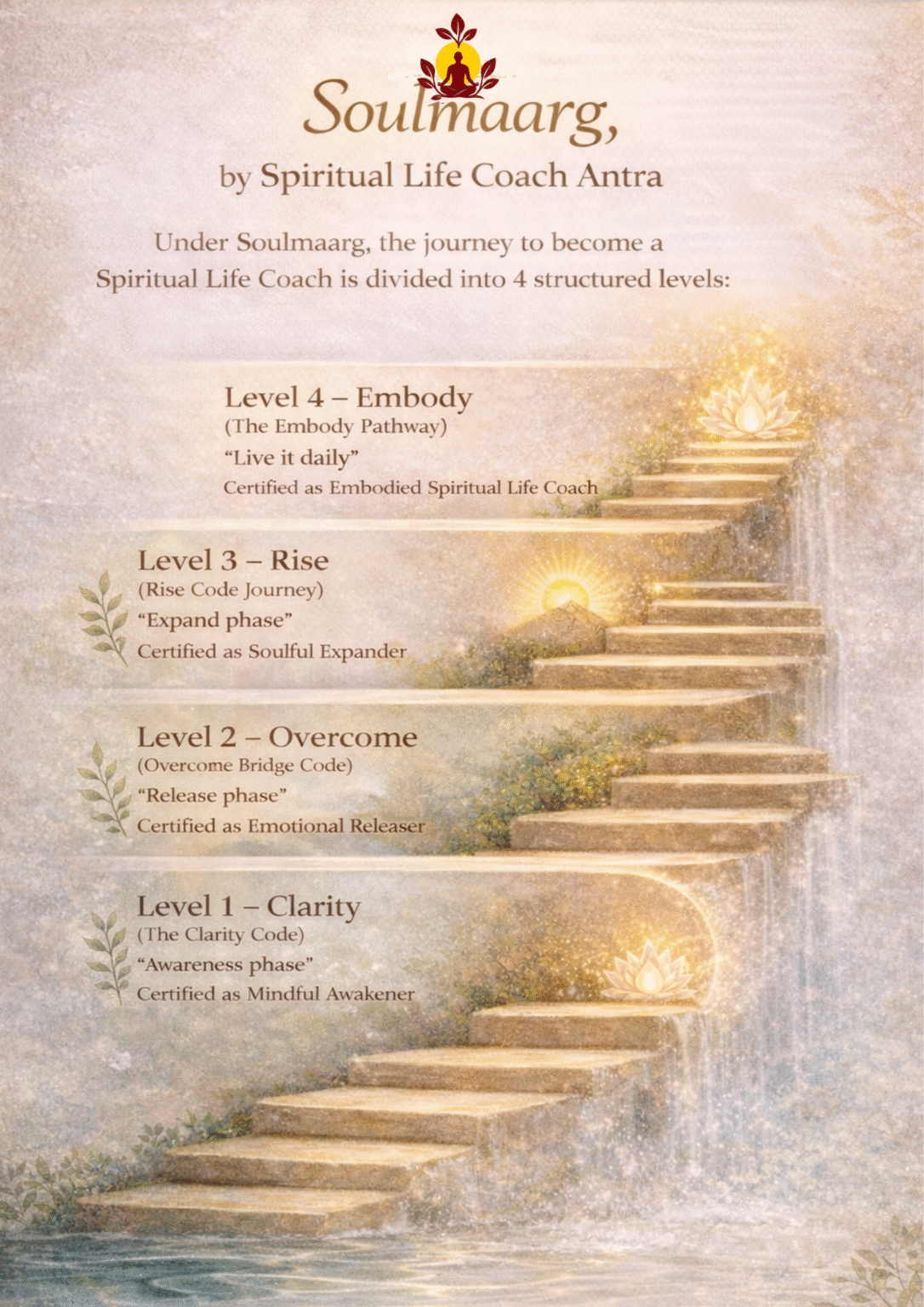 spiritual life coach certification at soulmaarg by spiritual life coach antra. get certificates in 4 levels (level 1 to level 4)